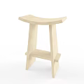 Simple Natural Wood Stool With Curved Seat And Sturdy Leg Structure For Modern Home