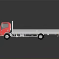Red Flatbed Truck With Flat Trailer On Black Background And Reflection 3d model