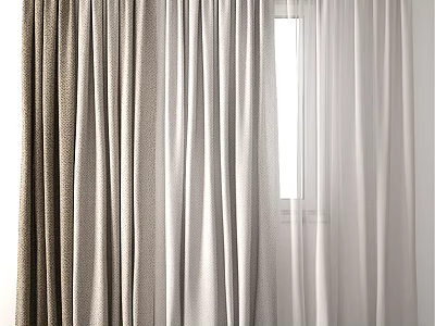 Stylish Window Curtains In Different Colors With Light Filtering Fabric For Home Decoration 3d model