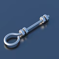 Shiny Industrial Metal Bolt With Eyelet Ring And Double Nuts Design