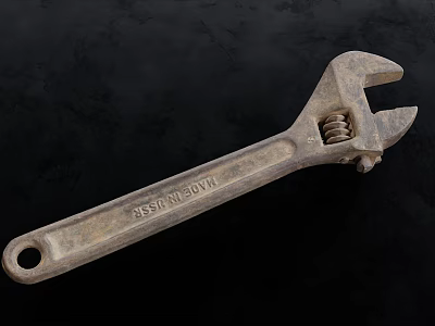 Hardware Tools Industrial Adjustable Wrench with Durable Metal Construction and Adjustable Jaw for Repair 3d model