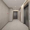 Modern Elevator Lobby With Stone Walls And Gold Accents 3d model