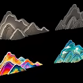 Colorful Mountain Design Photo Check In Spot With Gradient And Cloud Decorations