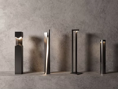 Modern Outdoor Lights With Sleek Metal Design Various Styles For Garden Lighting 3d model