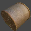 Cylindrical Agricultural Hay Bale With Woven Covering And Textured Surface