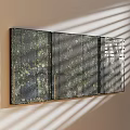 Modern Green Leaf Pattern Wall Art Set With Sunlight Shadow On Light-Colored Wall 3d model