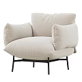 Beige Fabric Accent Chair With Modern Design Comfortable Armrests And Black Metal Legs