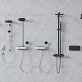 Modern Shower Head Systems With Different Types And Black White Wall Mounted Styles 3d model