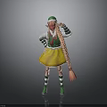 Anime Character Design With Green Hat Pink Braid Hair Yellow Skirt And Striped Socks