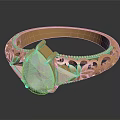 Elegant Gold Ring With Teardrop Gemstone And Intricate Filigree Design