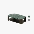 Dark Green Marble Coffee Table With Lower Shelf And Modern Design 3d model