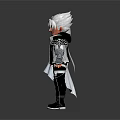 White Haired 3D Characters In White Dress Black Pants And Black Silver Jacket Outfits