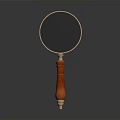 Classic Magnifying Glass With Red Wooden Handle And Gold Frame For Daily Use