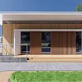 Modern Station Exterior Design With Wooden Panels Glass Doors White Roof And Green Lawn