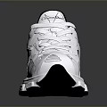 Modern White Sports Sneakers With Black Accents Mesh Details Patterned Upper And Structured Sole