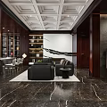 Luxury Modern Executive Office Interior Design With Panoramic City View And Elegant Comfortable Furnishings
