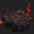 Volcanic Altar Structure With Lava Flames Rock Spikes And Circular Design
