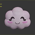 White Cloud Shaped Plush Toy With Smiling Face Curved Eyes And Pink Cheeks