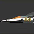Futuristic 3D Model Aircraft With Teal White Orange And Yellow Accents