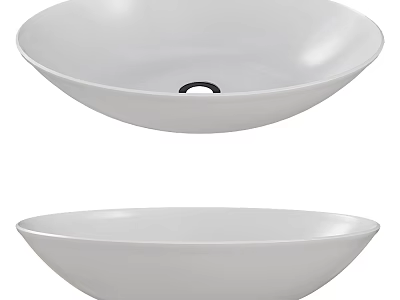 White Ceramic Vessel Wash Basin With Smooth Surface And Drain Hole 3d model