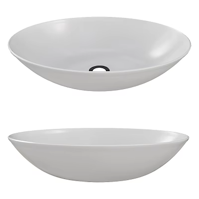 White Ceramic Vessel Wash Basin With Smooth Surface And Drain Hole 3d model