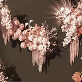 Elegant Pink White Floral Vase Arrangements With Tassels On Dark Background