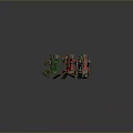 Four Green And Red Mechanical Game Movie Characters In Running Poses