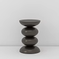 Black Modern Minimalist Side Table With Circular Top And Stacked Round Bases 3d model