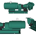 Green Industrial Pumps With Motor Housing Displayed From Multiple Angles 3d model