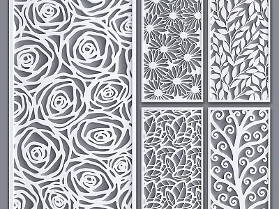 Intricate Decorative Laser Cut Patterns With Roses Daisies Leaves And Vines 3d model