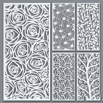 Intricate Decorative Laser Cut Patterns With Roses Daisies Leaves And Vines 3d model