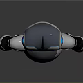 Futuristic Robot Design With Blue Eyes Gray White Body Black Arms Legs And Single Wheel