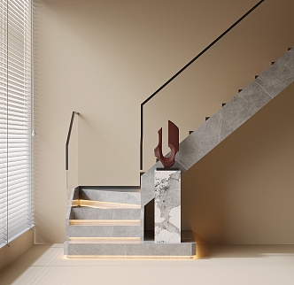 Modern Handrail Stairs 3d model