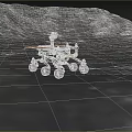 Mars Rover Exploring Barren Martian Surface With Rocky Mountainous Terrain 3d model