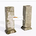 Stone Wood Decorative Pillars With Mossy Surface And Sturdy Base