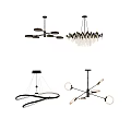 Modern Contemporary Chandelier Designs with Circular Rings Multiple Lights and Metallic Frames