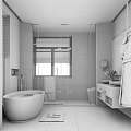 Modern Luxury Bathroom Interior With Marble Walls Freestanding Bathtub Glass Shower And Vanity