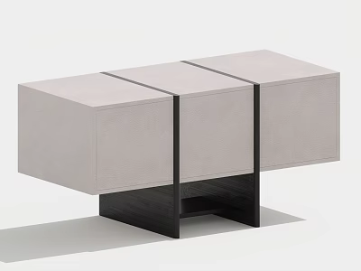 Modern Minimalist Entryway Console Cabinet With Three Compartments Black Accent Strips And Stable Base 3d model