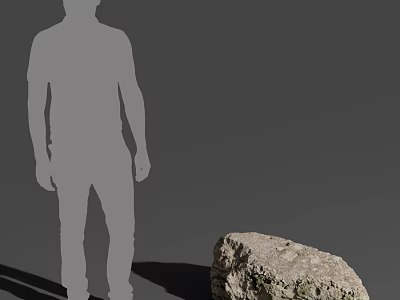 Gray Silhouette of a Person Standing Next to a Rock on Gray Background 3d model