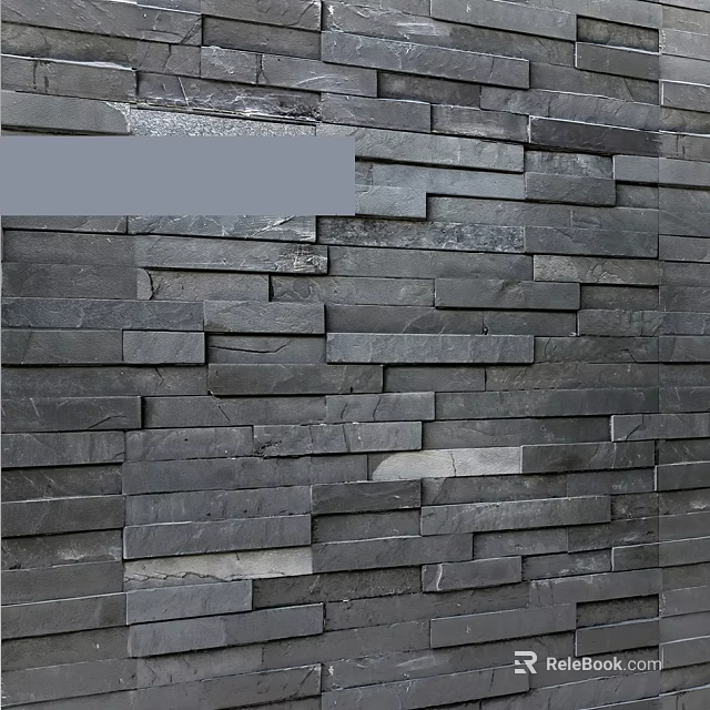 Gray Natural Stone Wall With Stacked Irregular Pattern And Textured Surface 3d model 