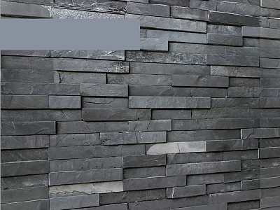 Gray Natural Stone Wall With Stacked Irregular Pattern And Textured Surface 3d model