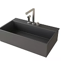 Modern Matte Black Kitchen Sink With Rectangular Design And Silver Faucet 3d model