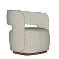 Modern Single Sofa with Beige Fabric Upholstery and Wooden Base Design