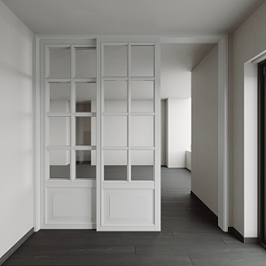 White triple-linkage sliding door 3d model