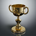 Elegant Polished Gold Trophy With Two Handles And Reflective Metallic Base
