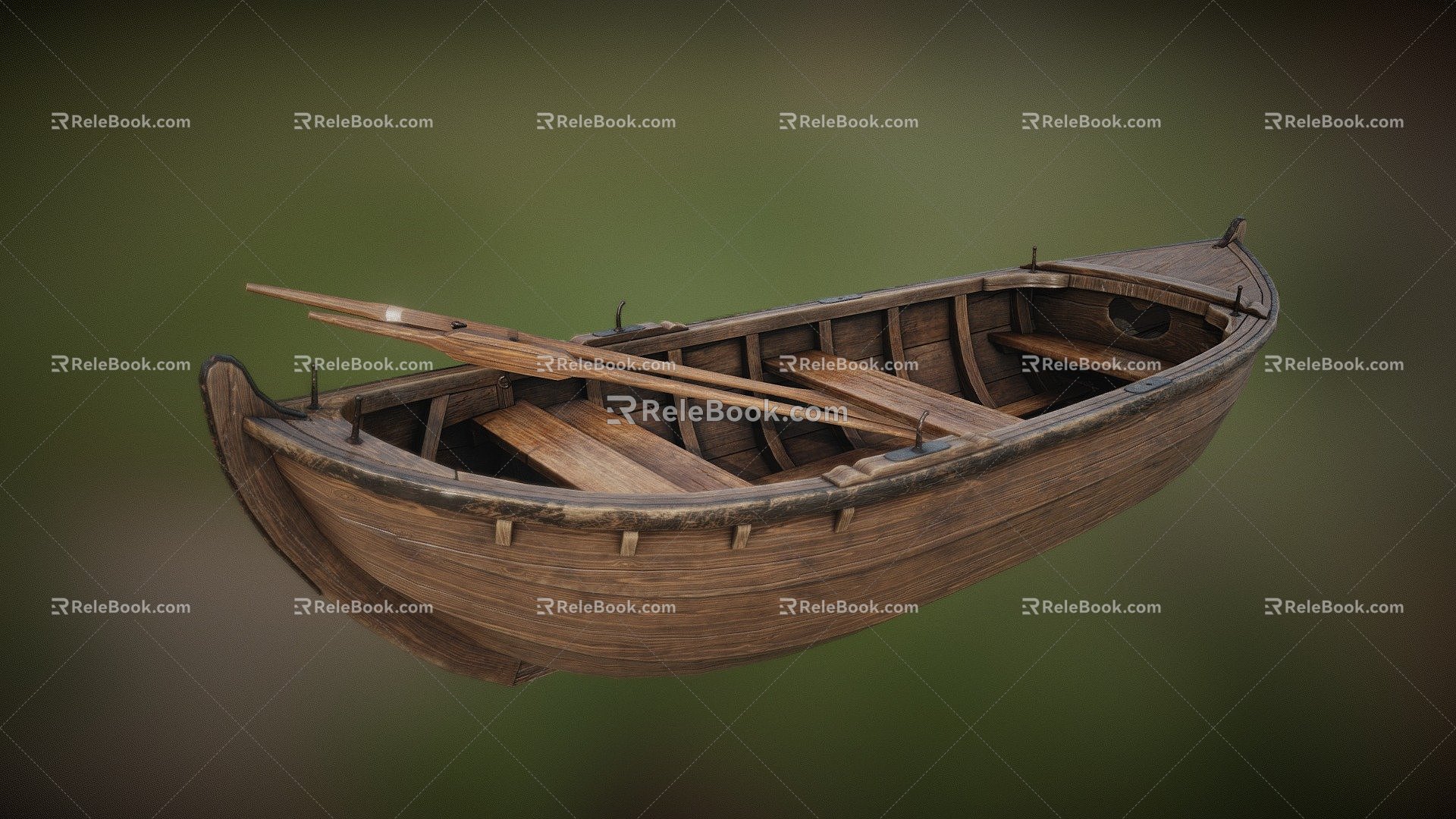 Chinese Wooden Boat Wooden Boat Wooden Rowing Boat 3d model