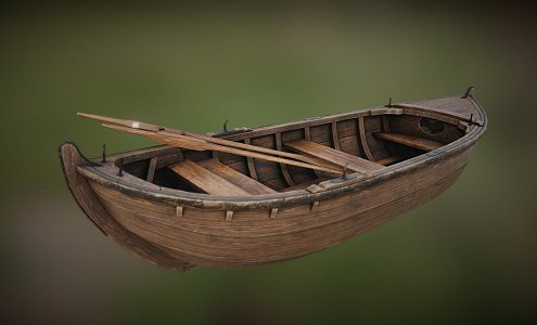 Chinese Wooden Boat Wooden Boat Wooden Rowing Boat 3d model