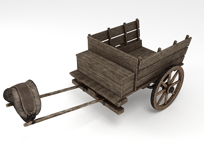 Carriage ancient means of transport rickshaw hand-pulled cart 3d model