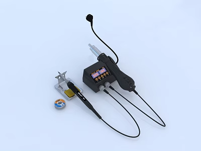 Industrial Equipment Digital Measuring Device With Precision Testing Probe LCD Display And Connecting Cables 3d model
