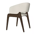 Modern Dining Chair With White Upholstered Backrest And Wooden Legs
